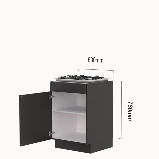 kookplaat-kast 60 cm gas, kleur naar wens