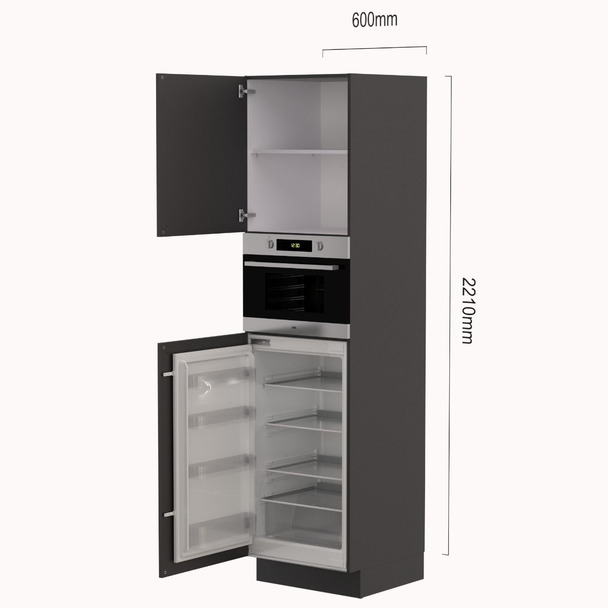 Hoge kast 221cm met koelkast KKS5102 en combi main product photo