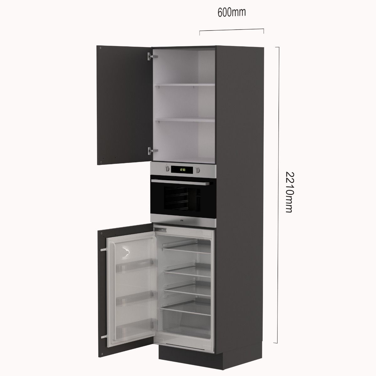 Voordeelset hoge kast 221 cm met koelkast KKS5088 en combi main product photo
