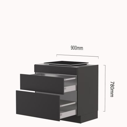 Kookplaat ladekast  90 cm met vaste blende en Atag inductie